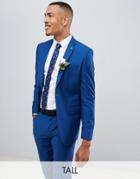 Farah Tall Wedding Skinny Suit Jacket In Blue - Blue
