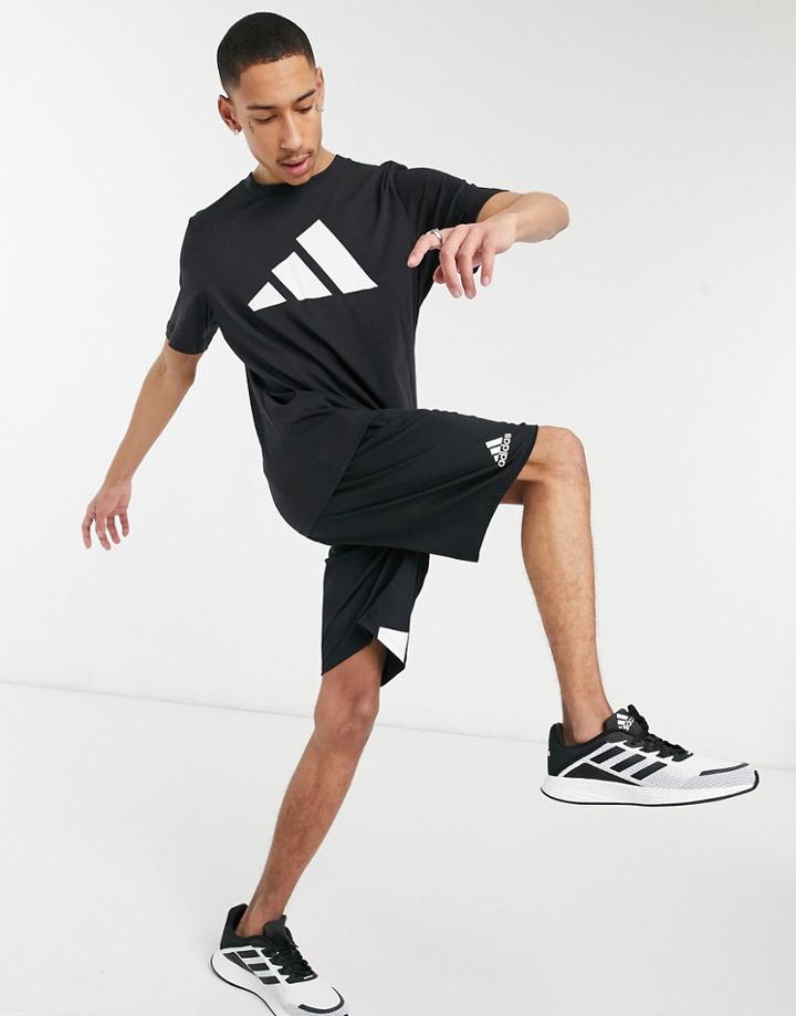 Adidas Training 3 Bar Logo T-shirt In Black