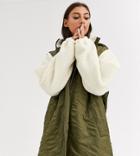 Asos Design Tall Quilted Jacket With Borg Sleeves-green
