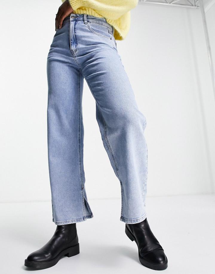 Urban Revivo Wide Leg Jeans In Light Blue-blues