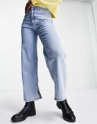Urban Revivo Wide Leg Jeans In Light Blue-blues