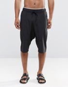 Asos Drop Crotch Swim Shorts In Black With Double Waistband - Black