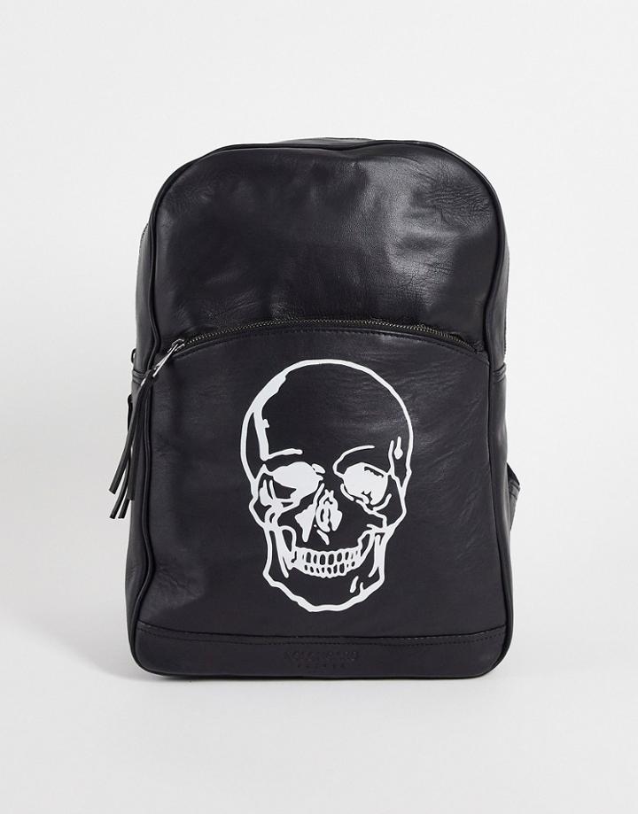 Bolongaro Trevor Leather Skull Backpack In Black