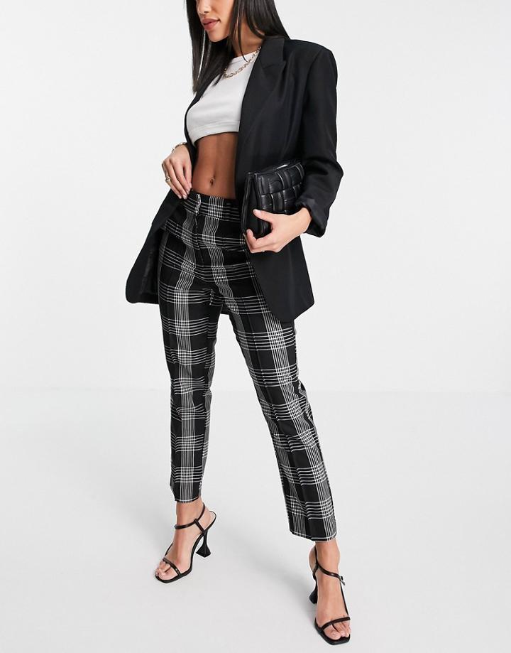 Asos Design Tailored Smart Cigarette Pants In Mono Check-multi