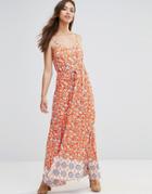 Minkpink Printed Maxi Dress With Contrast Border - Multi