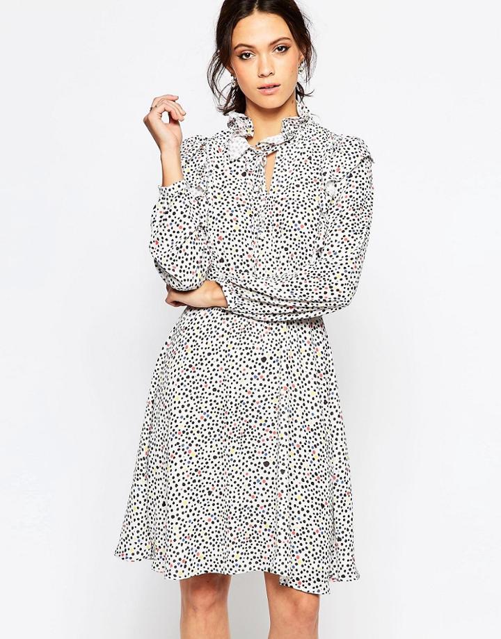 Ivana Helsinki Reija High Neck Printed Shirt Dress - Multicolur