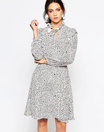 Ivana Helsinki Reija High Neck Printed Shirt Dress - Multicolur