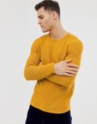 Selected Homme Knitted Sweater In Loose Weave Cotton - Yellow