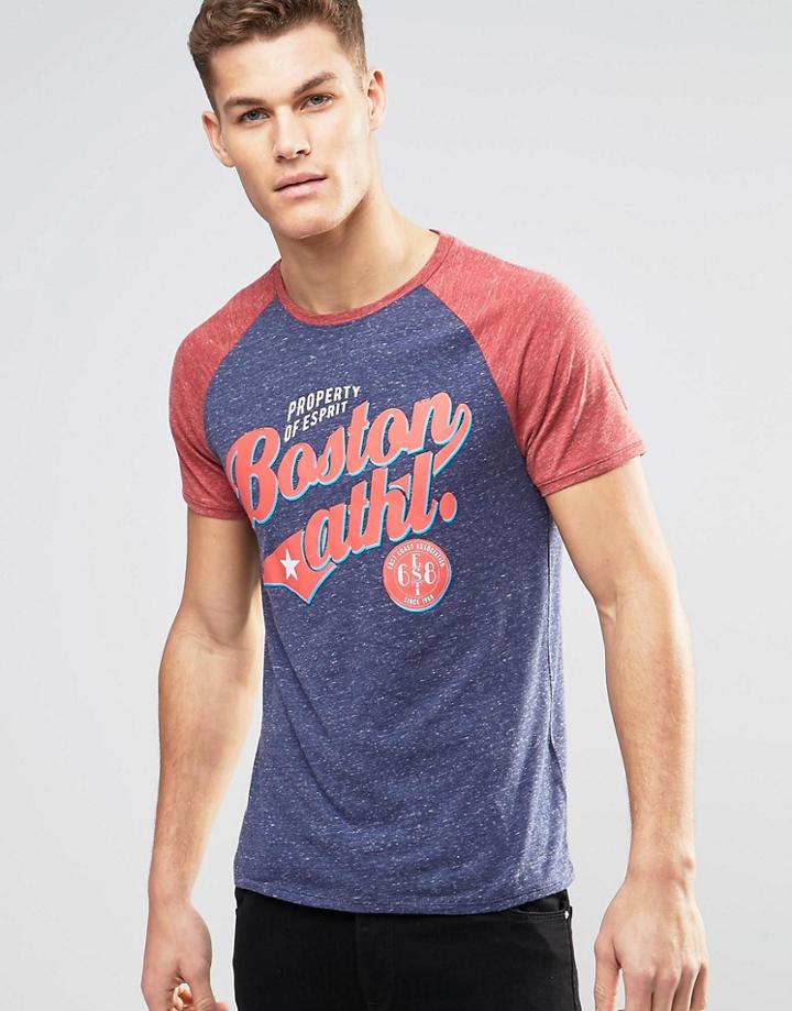 Esprit Raglan T-shirt With Print - Navy