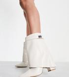 Public Desire Wide Fit Fyre Foldover Heeled Boots In White
