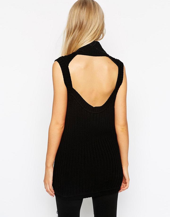 Asos Tank With Back Detail - Black