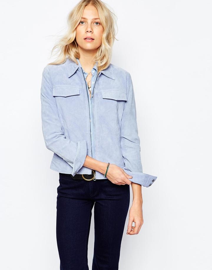 Pepe Jeans Suede Zip Up Jacket - Blue