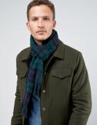 Glen Lossie Lambswool Blackwatch Plaid Scarf In Green - Green