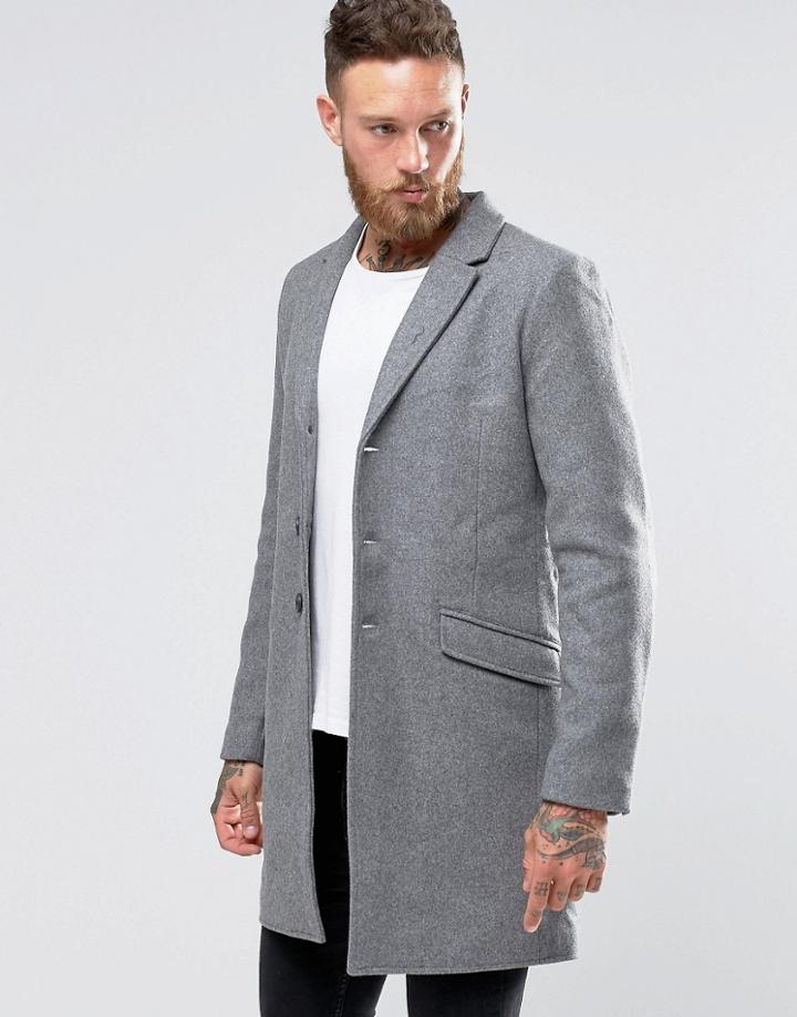 Only & Sons Overcoat - Light Gray Marl