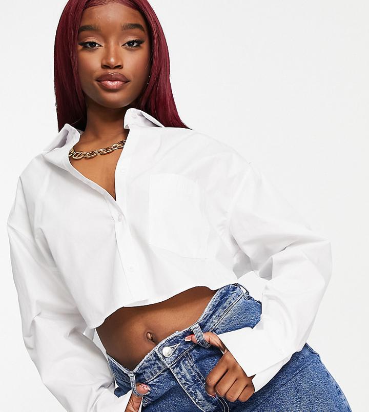 Asyou Cropped Branded Shirt In White