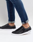 Tommy Hilfiger Core Corporate Leather Sneakers In Black - Black