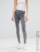 New Look Tall Acid Wash Skinny Jeans - Gray