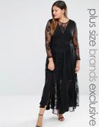 Truly You Lace Pleated Maxi Dress - Black