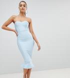 Prettylittlething Exclusive Bandage Frill Hem Bodycon Dress - Blue