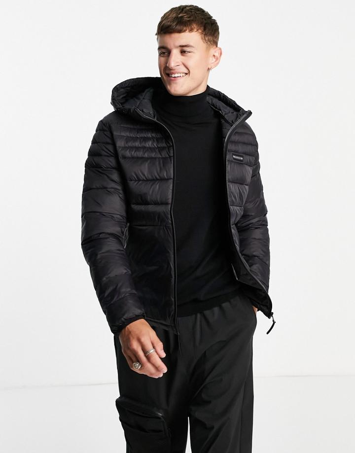 Jack & Jones Essentials Padded Jacket With Hood In Black