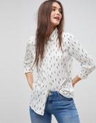 Brave Soul Flash Shirt In Lightning Print - Beige
