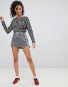 Wrangler Denim Mini Skirt With Raw Hem - Gray