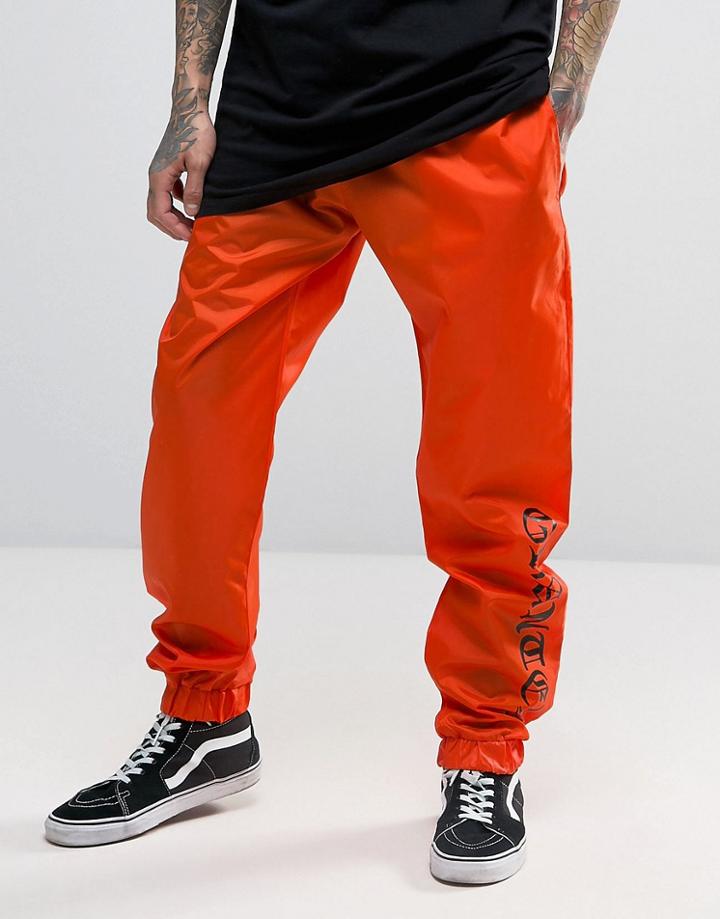 Granted Cuffed Joggers In Orange With Text - Orange