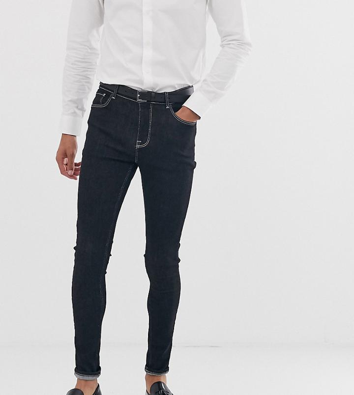 Asos Design Tall Smart Spray On Jeans In Power Stretch In Flat Black