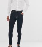 Asos Design Tall Smart Spray On Jeans In Power Stretch In Flat Black