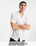 Asos Design Relaxed Shirt In Recycled Blend Crinkle Lightweight Fabric In Ecru-neutral