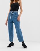Collusion X012 Balloon Leg Jeans In Mid Wash Blue - Blue