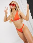 We Are We Wear Mix And Match High Leg Bikini Bottom In Orange-red