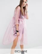 Reclaimed Vintage Oversized Sheer Tulle Dress With Cami Slip - Pink