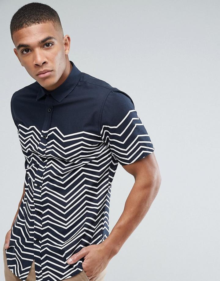Only & Sons Striped Short Sleeve Shirt - White