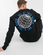 Topman Globe Print Sweatshirt In Black