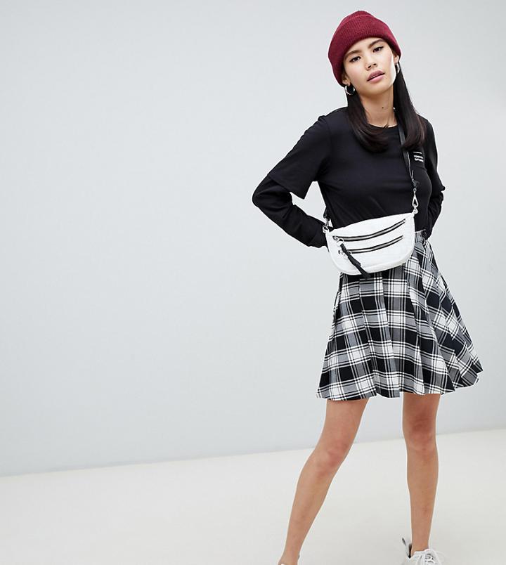 Monki Checked Pleated Mini Skirt