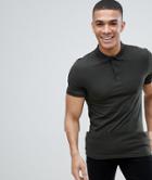 Asos Design Jersey Muscle Fit Polo In Green - Green