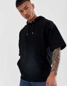 Asos Design Oversized Short Sleeve Hoodie In Black - Black