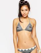 Lazy Oaf Sharkini Triangle Bikini Top - Gray