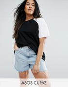 Asos Curve T-shirt With Contrast Raglan Sleeves - Multi