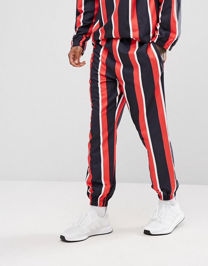 Granted Joggers In Black And Red Stripe - Black