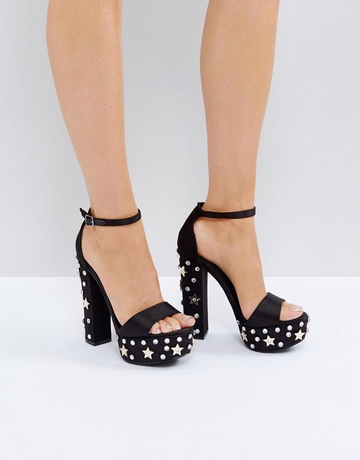 Steve Madden Glory Studded Heeled Platforms - Black