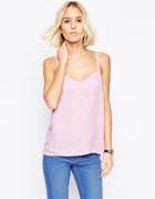 Asos Woven Cami Top With Double Straps - Pink