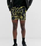 Asos Design Tall Two-piece Poly Tricot Skinny Shorts In Baroque Print - Black