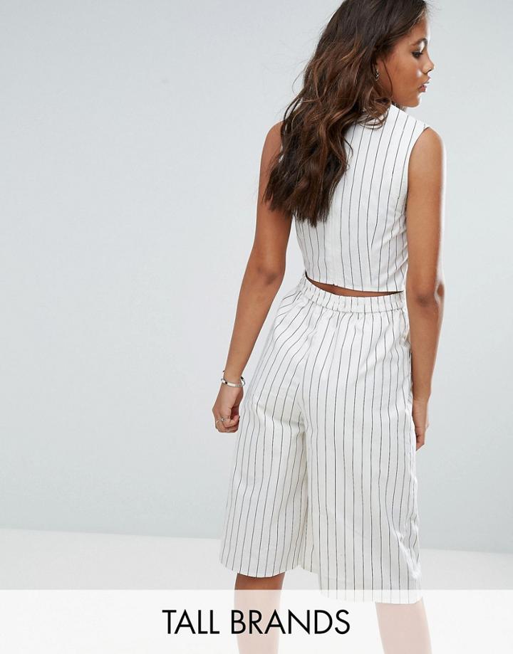 Vero Moda Tall Open Back Striped Culotte Jumpsuit - Multi