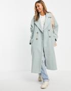 Asos Design Luxe Oversized Boucle Coat In Mint-blues