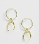 Kingsley Ryan Sterling Silver Gold Plated Cresent Drop Hoop Earrings - Gold