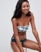 Brave Soul Tropical Print Bandeau Bikini Set - Multi