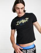 Asos Design Shrunken Fit T-shirt In Black With Grunge Front Print