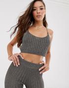 Asos Design Two-piece Metallic Knitted Cami Top-silver